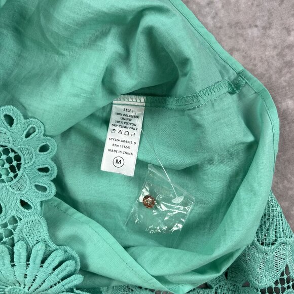 J. Marie Mint Green Floral Lace Dress With 3/4 Sleeves & Scalloped Edges - Picture 5 of 8